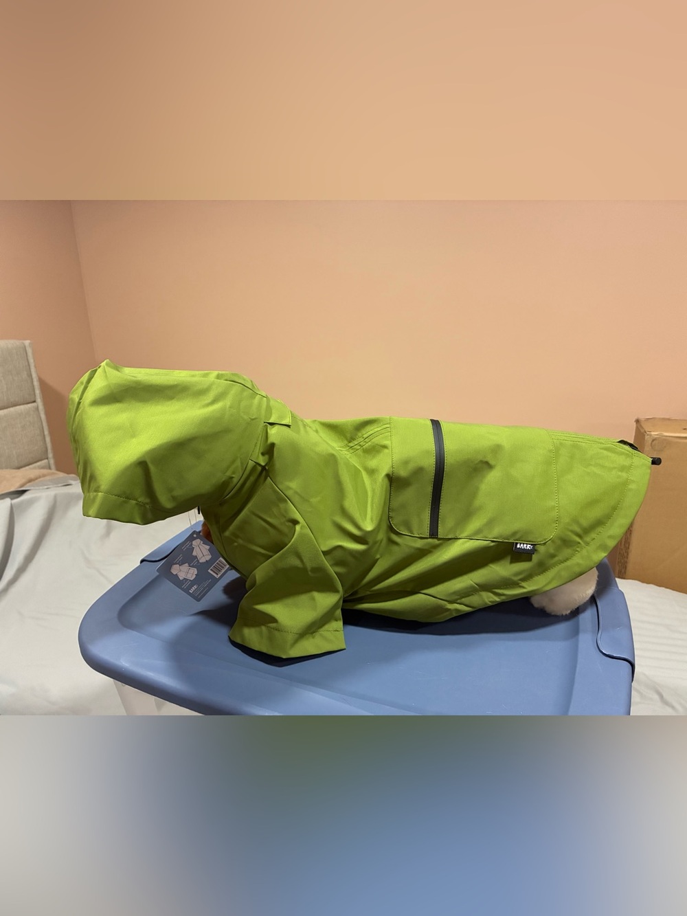 Bark Lime Olive Green Waterproof Dog Rain Jacket M/L